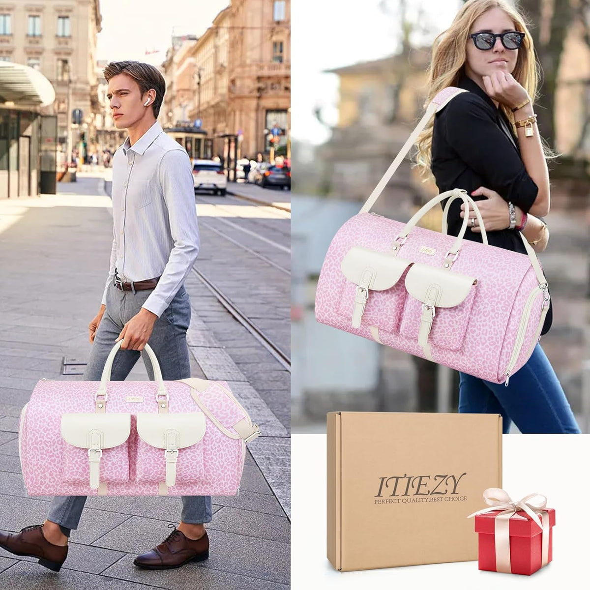 Garment Duffel Bag for Travel - Convertible Carry on Garment Duffel Travel Bag for Women Men Large Weekender Bag with Shoes Pouch 2 in 1 Hanging Suit Travel Duffel Bag 3pcs Set