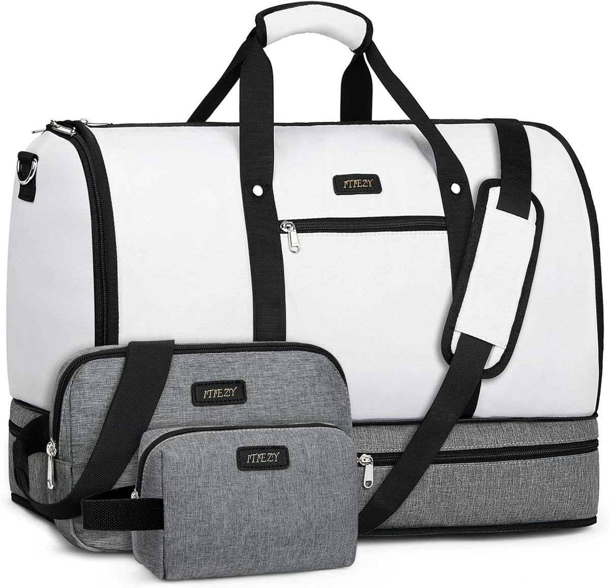 Garment Duffel Bag for Travel - Convertible Carry on Garment Duffel Travel Bag for Women Men Large Weekender Bag with Shoes Pouch 2 in 1 Hanging Suit Travel Duffel Bag 3pcs Set
