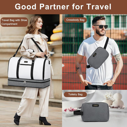 Garment Duffel Bag for Travel - Convertible Carry on Garment Duffel Travel Bag for Women Men Large Weekender Bag with Shoes Pouch 2 in 1 Hanging Suit Travel Duffel Bag 3pcs Set