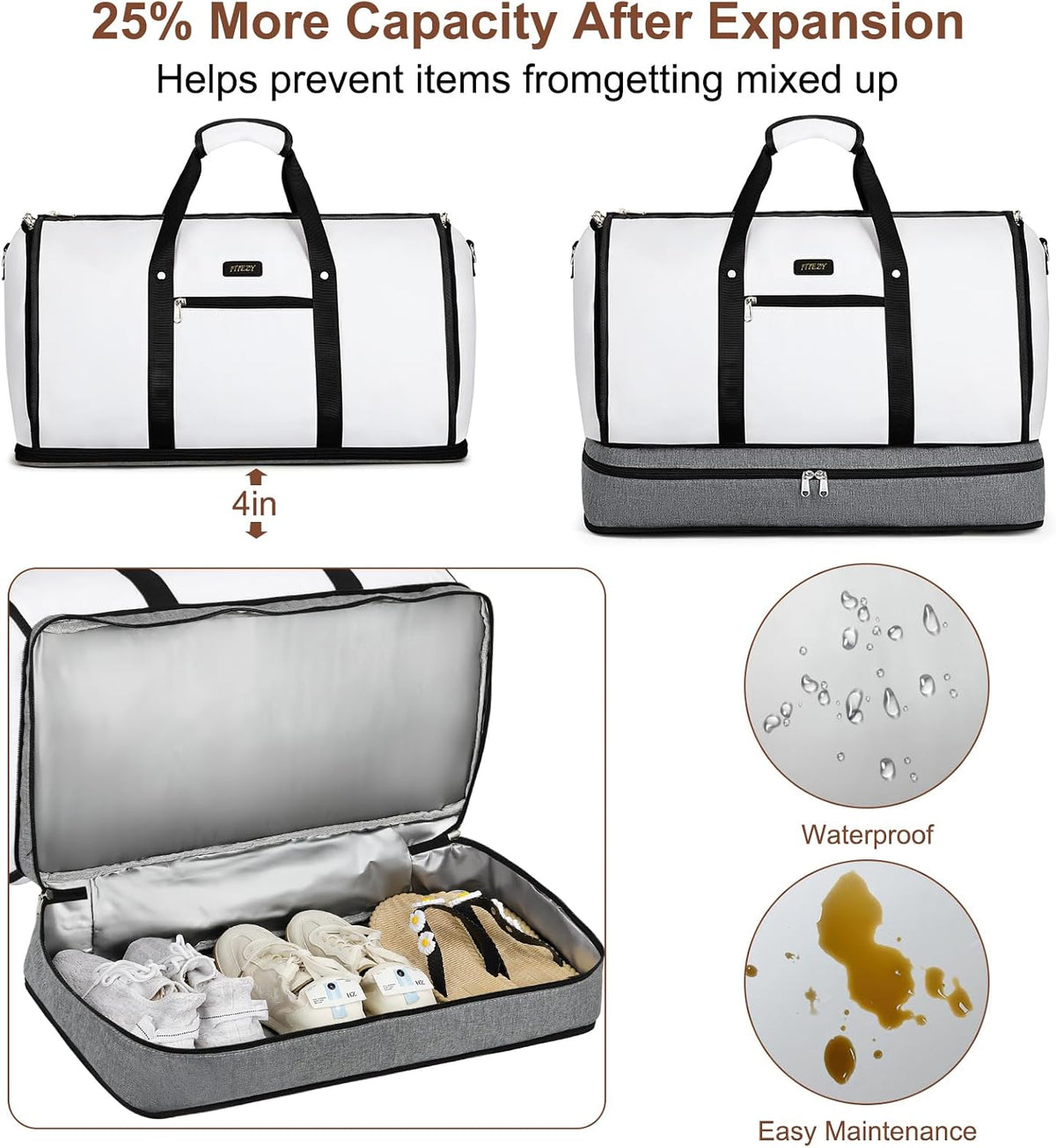 Garment Duffel Bag for Travel - Convertible Carry on Garment Duffel Travel Bag for Women Men Large Weekender Bag with Shoes Pouch 2 in 1 Hanging Suit Travel Duffel Bag 3pcs Set