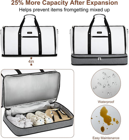 Garment Duffel Bag for Travel - Convertible Carry on Garment Duffel Travel Bag for Women Men Large Weekender Bag with Shoes Pouch 2 in 1 Hanging Suit Travel Duffel Bag 3pcs Set