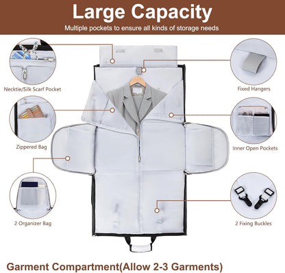 Garment Duffel Bag for Travel - Convertible Carry on Garment Duffel Travel Bag for Women Men Large Weekender Bag with Shoes Pouch 2 in 1 Hanging Suit Travel Duffel Bag 3pcs Set