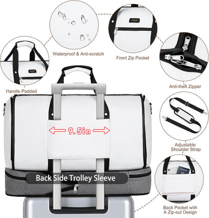 Garment Duffel Bag for Travel - Convertible Carry on Garment Duffel Travel Bag for Women Men Large Weekender Bag with Shoes Pouch 2 in 1 Hanging Suit Travel Duffel Bag 3pcs Set