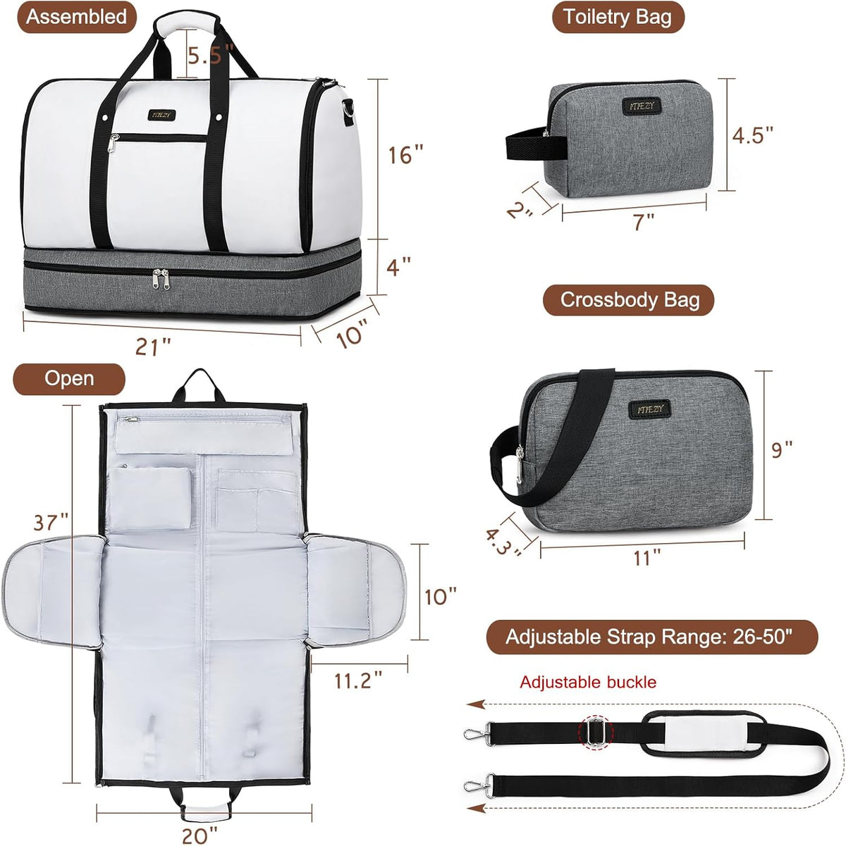 Garment Duffel Bag for Travel - Convertible Carry on Garment Duffel Travel Bag for Women Men Large Weekender Bag with Shoes Pouch 2 in 1 Hanging Suit Travel Duffel Bag 3pcs Set