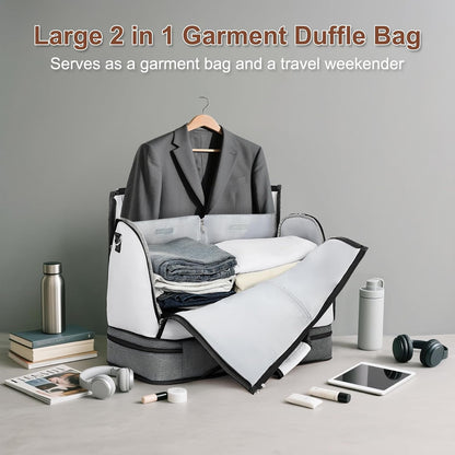 Garment Duffel Bag for Travel - Convertible Carry on Garment Duffel Travel Bag for Women Men Large Weekender Bag with Shoes Pouch 2 in 1 Hanging Suit Travel Duffel Bag 3pcs Set