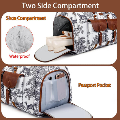 Garment Duffel Bag for Travel - Convertible Carry on Garment Duffel Travel Bag for Women Men Large Weekender Bag with Shoes Pouch 2 in 1 Hanging Suit Travel Duffel Bag 3pcs Set