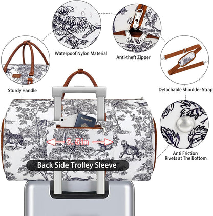 Garment Duffel Bag for Travel - Convertible Carry on Garment Duffel Travel Bag for Women Men Large Weekender Bag with Shoes Pouch 2 in 1 Hanging Suit Travel Duffel Bag 3pcs Set