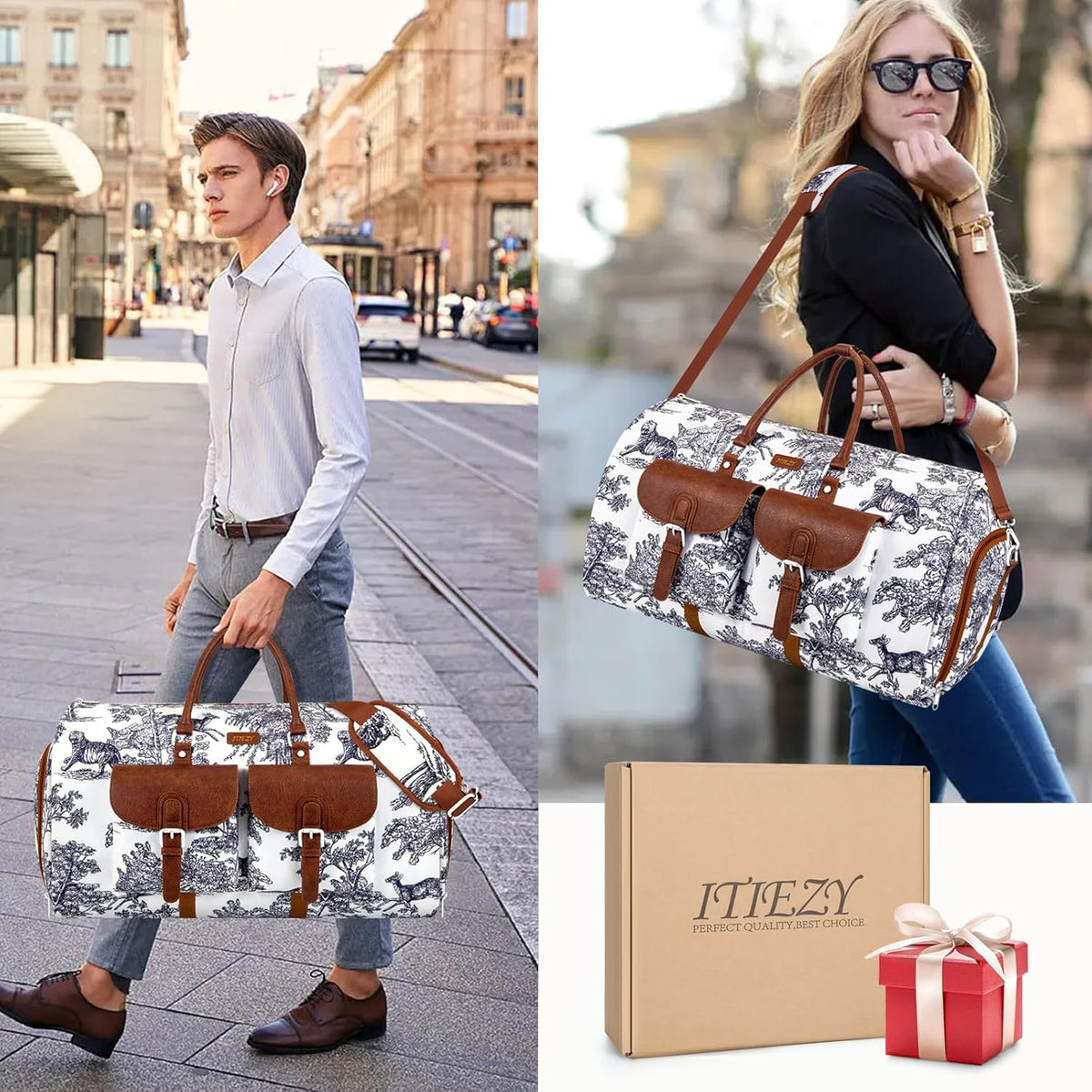 Garment Duffel Bag for Travel - Convertible Carry on Garment Duffel Travel Bag for Women Men Large Weekender Bag with Shoes Pouch 2 in 1 Hanging Suit Travel Duffel Bag 3pcs Set