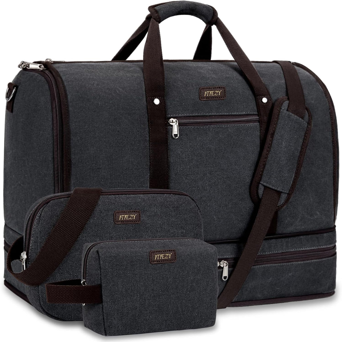 Garment Duffel Bag for Travel - Convertible Carry on Garment Duffel Travel Bag for Women Men Large Weekender Bag with Shoes Pouch 2 in 1 Hanging Suit Travel Duffel Bag 3pcs Set