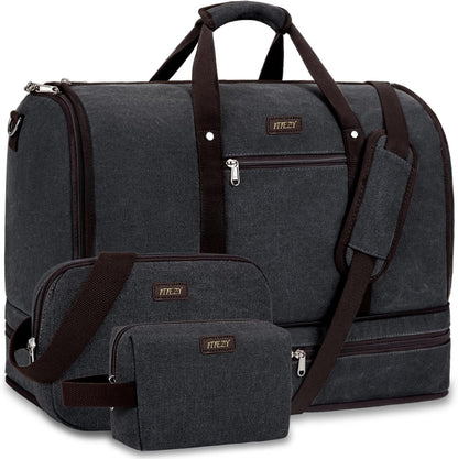 Garment Duffel Bag for Travel - Convertible Carry on Garment Duffel Travel Bag for Women Men Large Weekender Bag with Shoes Pouch 2 in 1 Hanging Suit Travel Duffel Bag 3pcs Set