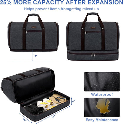Garment Duffel Bag for Travel - Convertible Carry on Garment Duffel Travel Bag for Women Men Large Weekender Bag with Shoes Pouch 2 in 1 Hanging Suit Travel Duffel Bag 3pcs Set