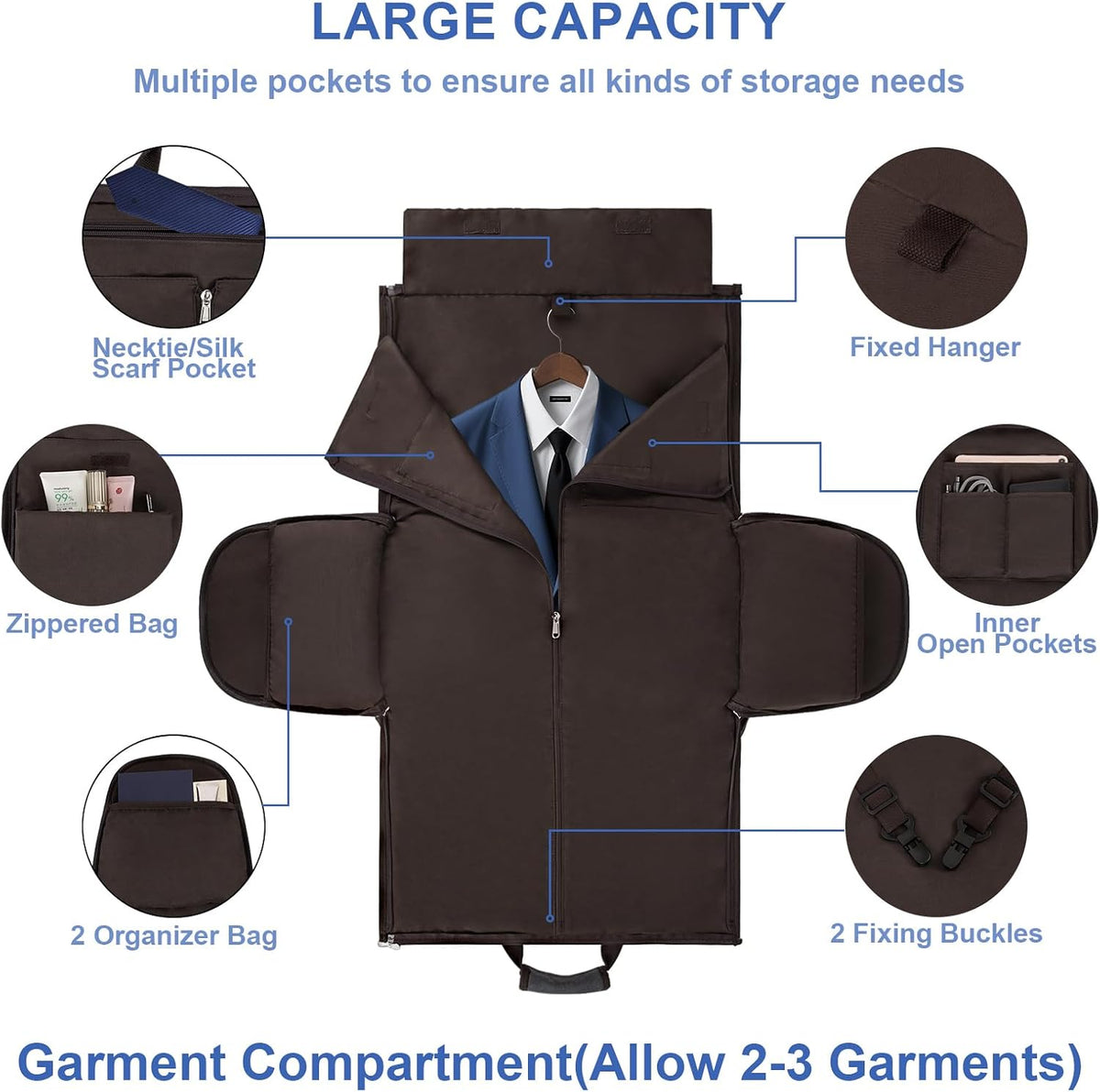 Garment Duffel Bag for Travel - Convertible Carry on Garment Duffel Travel Bag for Women Men Large Weekender Bag with Shoes Pouch 2 in 1 Hanging Suit Travel Duffel Bag 3pcs Set