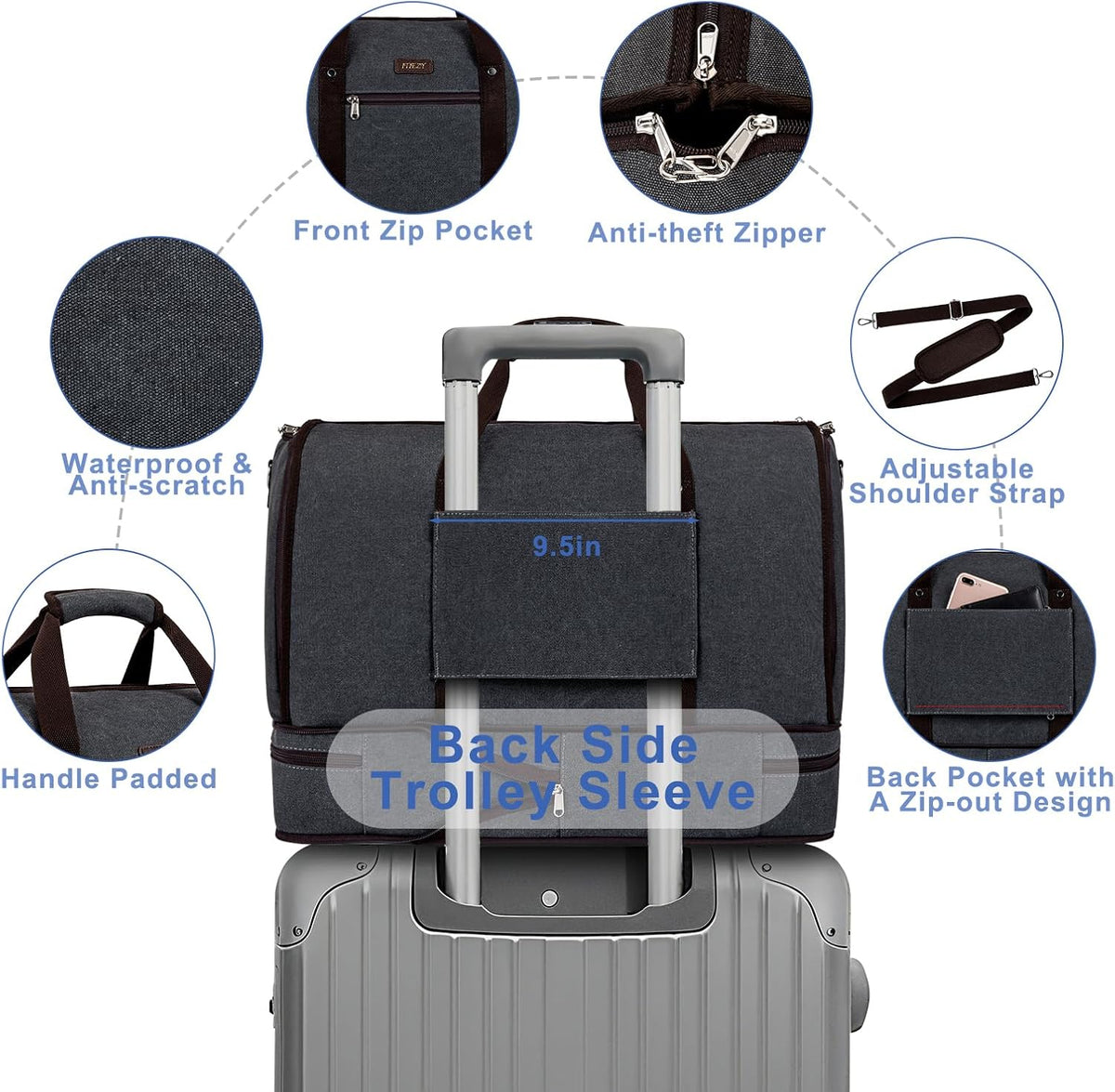 Garment Duffel Bag for Travel - Convertible Carry on Garment Duffel Travel Bag for Women Men Large Weekender Bag with Shoes Pouch 2 in 1 Hanging Suit Travel Duffel Bag 3pcs Set