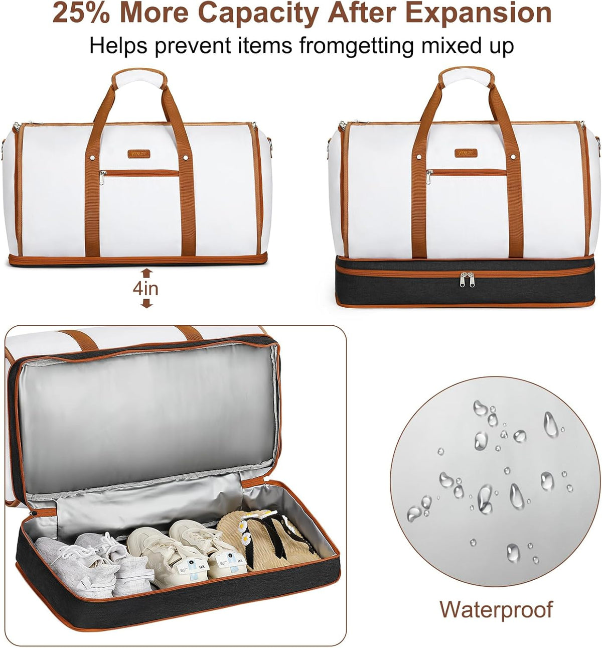Garment Duffel Bag for Travel - Convertible Carry on Garment Duffel Travel Bag for Women Men Large Weekender Bag with Shoes Pouch 2 in 1 Hanging Suit Travel Duffel Bag 3pcs Set