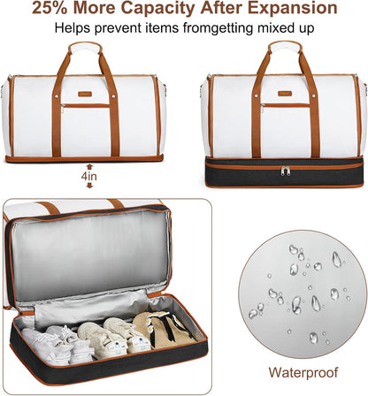 Garment Duffel Bag for Travel - Convertible Carry on Garment Duffel Travel Bag for Women Men Large Weekender Bag with Shoes Pouch 2 in 1 Hanging Suit Travel Duffel Bag 3pcs Set