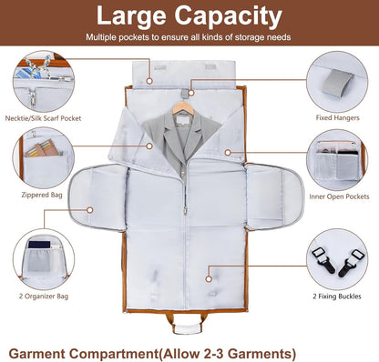 Garment Duffel Bag for Travel - Convertible Carry on Garment Duffel Travel Bag for Women Men Large Weekender Bag with Shoes Pouch 2 in 1 Hanging Suit Travel Duffel Bag 3pcs Set
