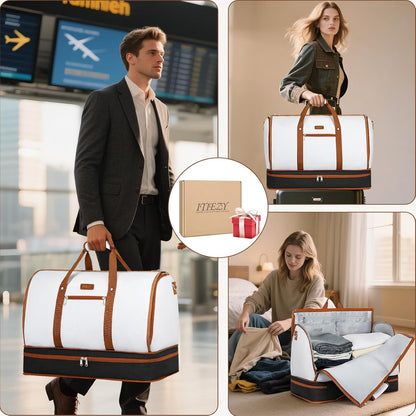 Garment Duffel Bag for Travel - Convertible Carry on Garment Duffel Travel Bag for Women Men Large Weekender Bag with Shoes Pouch 2 in 1 Hanging Suit Travel Duffel Bag 3pcs Set