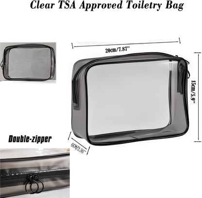 Clear Travel Toiletry Bag TSA Approved Toiletry Cosmetic Bags Men Women & Travel Bottles set for Toiletries TSA Approved Travel Bottle 3.4 oz Leak Proof Refillable & Travel Containers for Toiletries