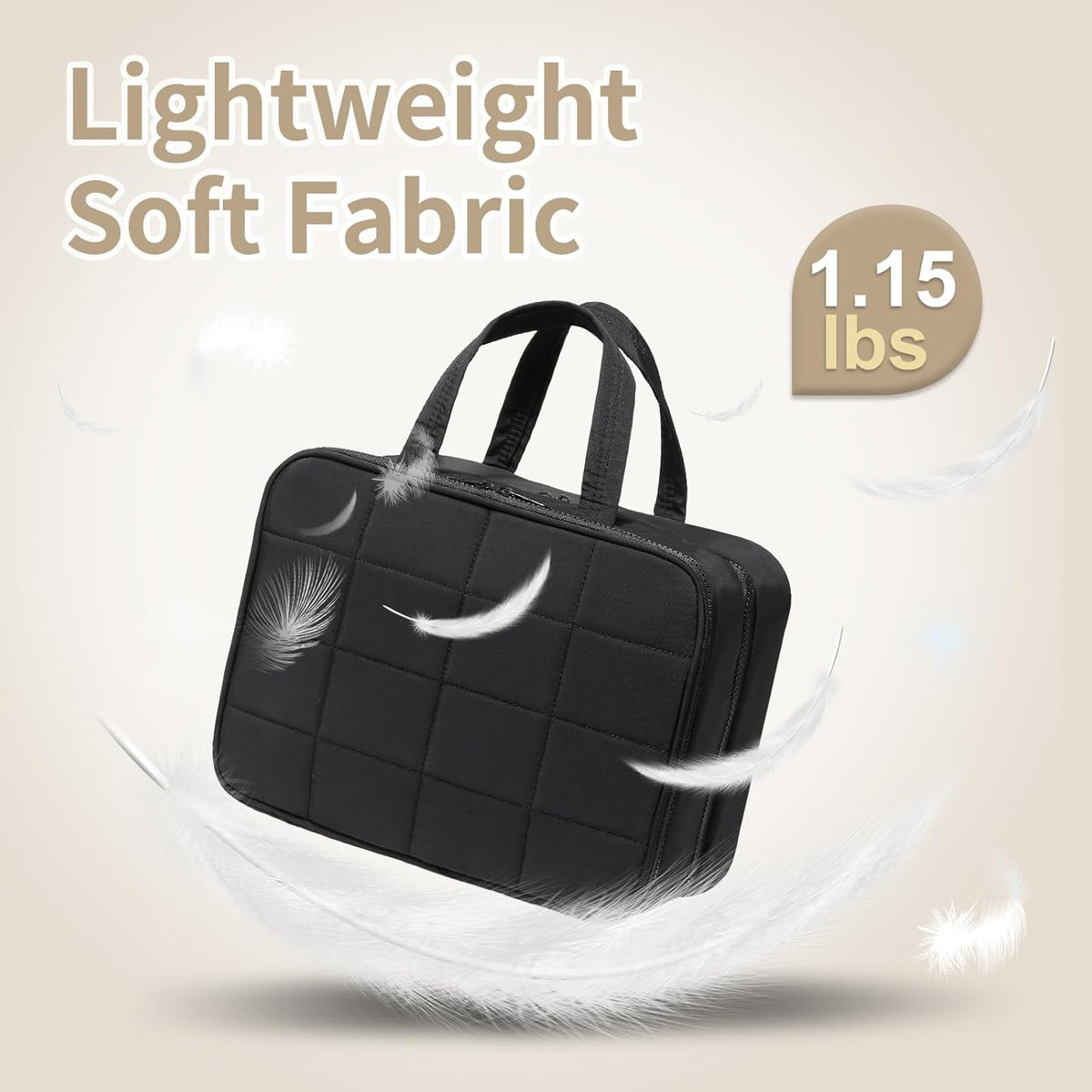 Travel Hanging Toiletry Bag for Women, Puffy Makeup Bags with Jewelry Organizer Carry-on Accessories Essentials with Waterproof Compartment, Black