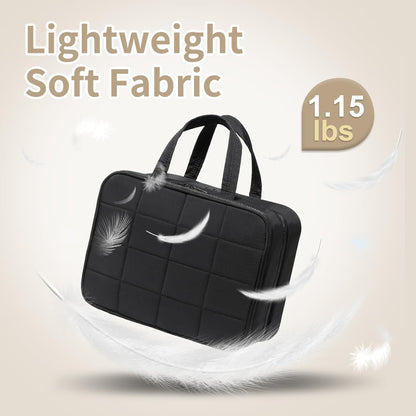 Travel Hanging Toiletry Bag for Women, Puffy Makeup Bags with Jewelry Organizer Carry-on Accessories Essentials with Waterproof Compartment, Black