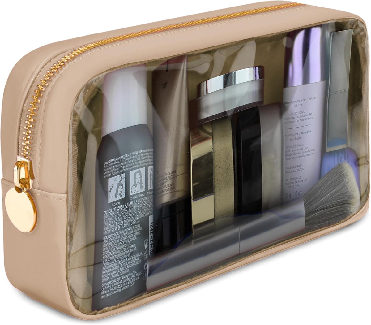 Large Clear Makeup Bag TSA-Approved Travel Cosmetic Pouch Spacious Transparent Toiletry Bag for Women and Girls Waterproof Clear Organizer Case Light Blue