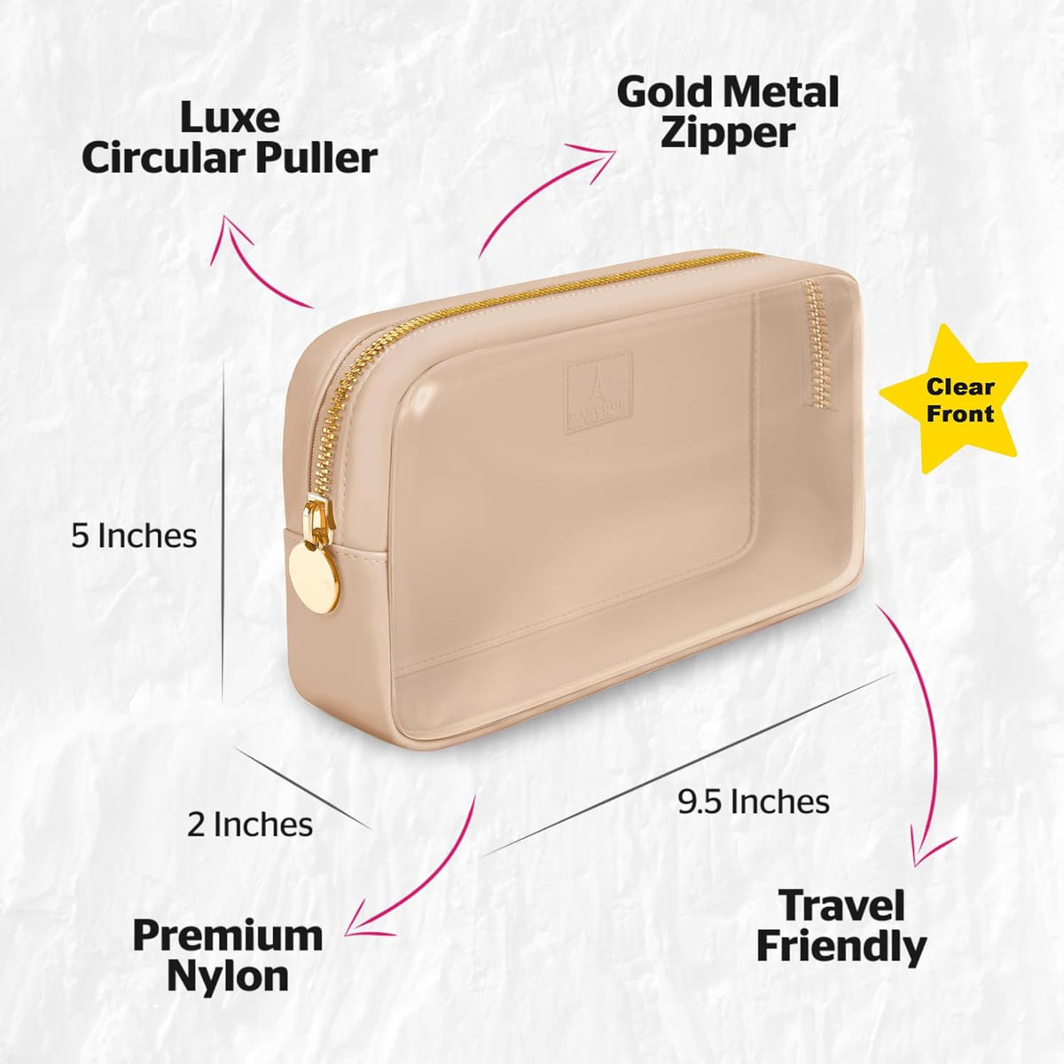Large Clear Makeup Bag TSA-Approved Travel Cosmetic Pouch Spacious Transparent Toiletry Bag for Women and Girls Waterproof Clear Organizer Case Light Blue