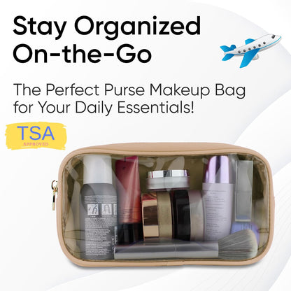 Large Clear Makeup Bag TSA-Approved Travel Cosmetic Pouch Spacious Transparent Toiletry Bag for Women and Girls Waterproof Clear Organizer Case Light Blue