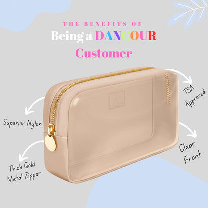 Large Clear Makeup Bag TSA-Approved Travel Cosmetic Pouch Spacious Transparent Toiletry Bag for Women and Girls Waterproof Clear Organizer Case Light Blue