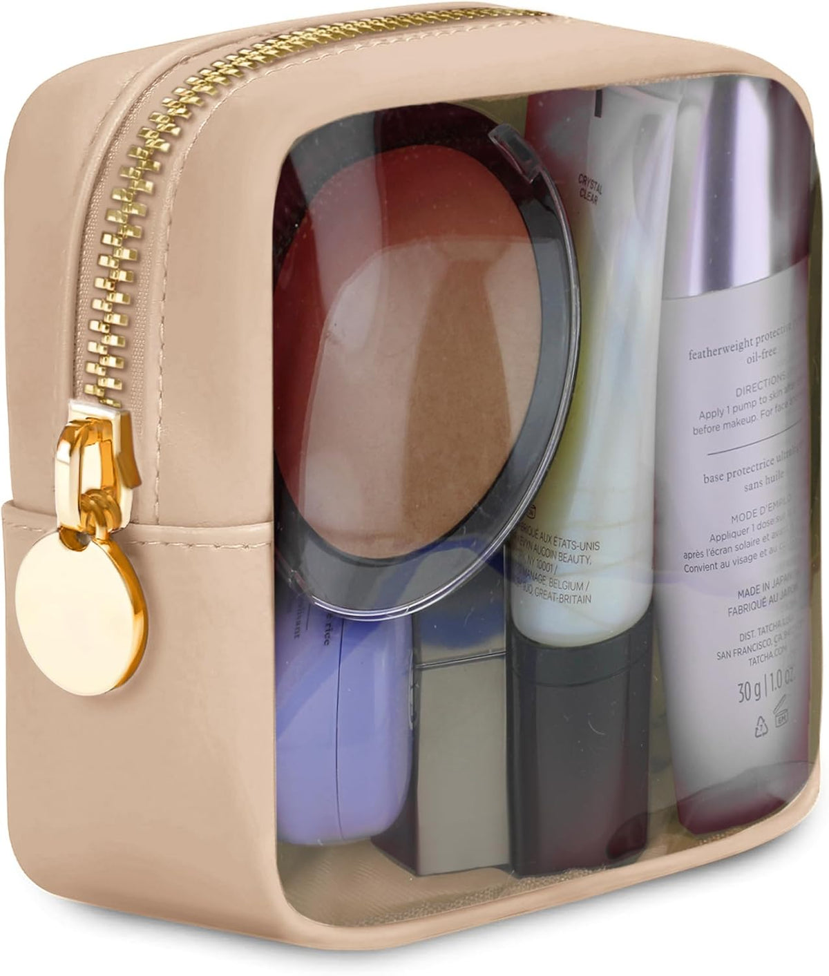 Large Clear Makeup Bag TSA-Approved Travel Cosmetic Pouch Spacious Transparent Toiletry Bag for Women and Girls Waterproof Clear Organizer Case Light Blue