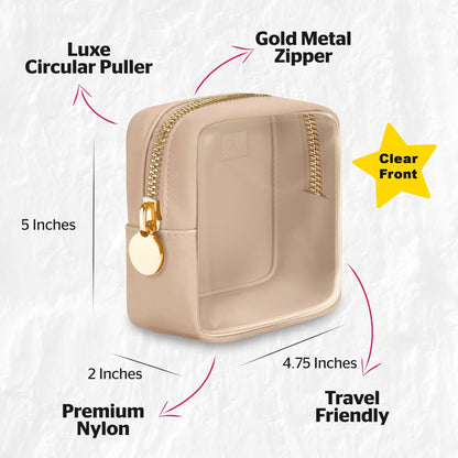 Large Clear Makeup Bag TSA-Approved Travel Cosmetic Pouch Spacious Transparent Toiletry Bag for Women and Girls Waterproof Clear Organizer Case Light Blue