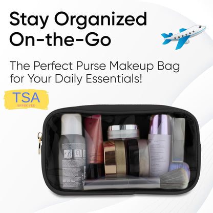 Large Clear Makeup Bag TSA-Approved Travel Cosmetic Pouch Spacious Transparent Toiletry Bag for Women and Girls Waterproof Clear Organizer Case Light Blue