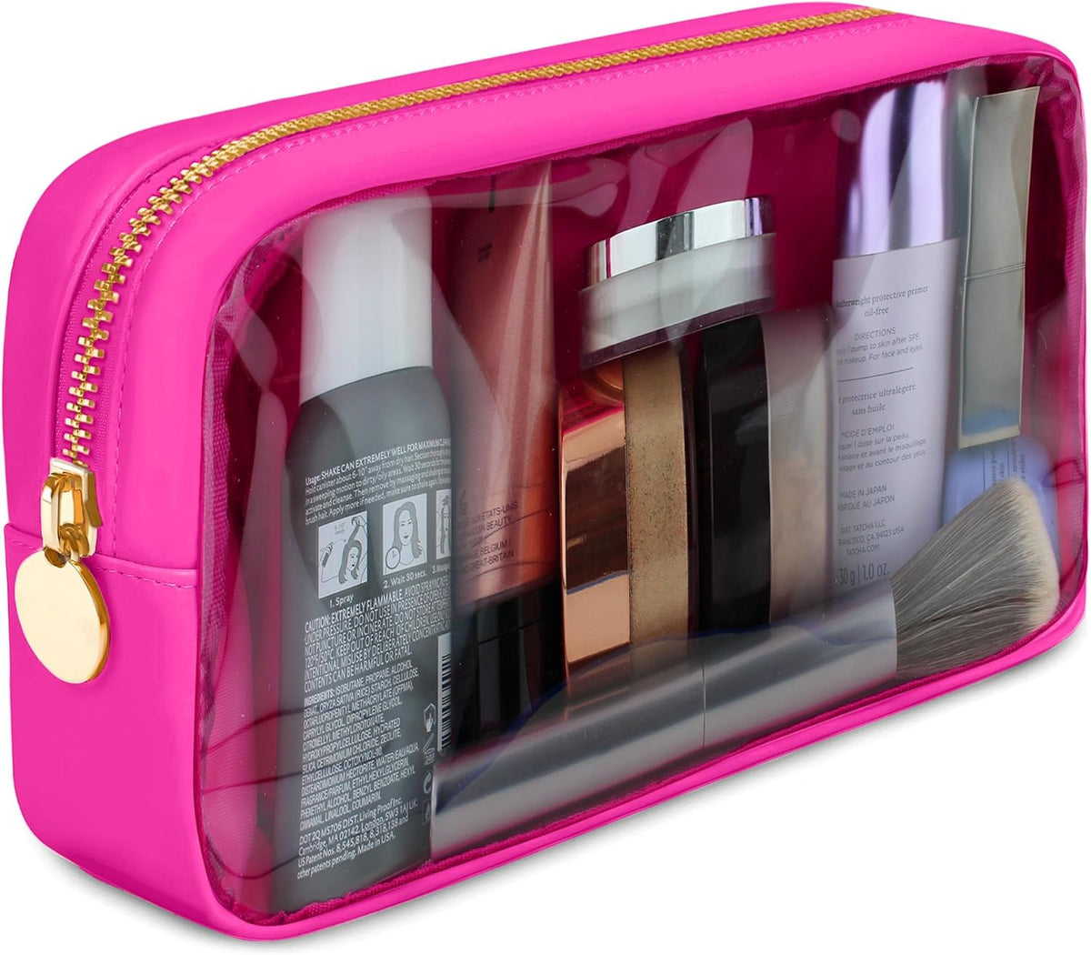 Large Clear Makeup Bag TSA-Approved Travel Cosmetic Pouch Spacious Transparent Toiletry Bag for Women and Girls Waterproof Clear Organizer Case Light Blue