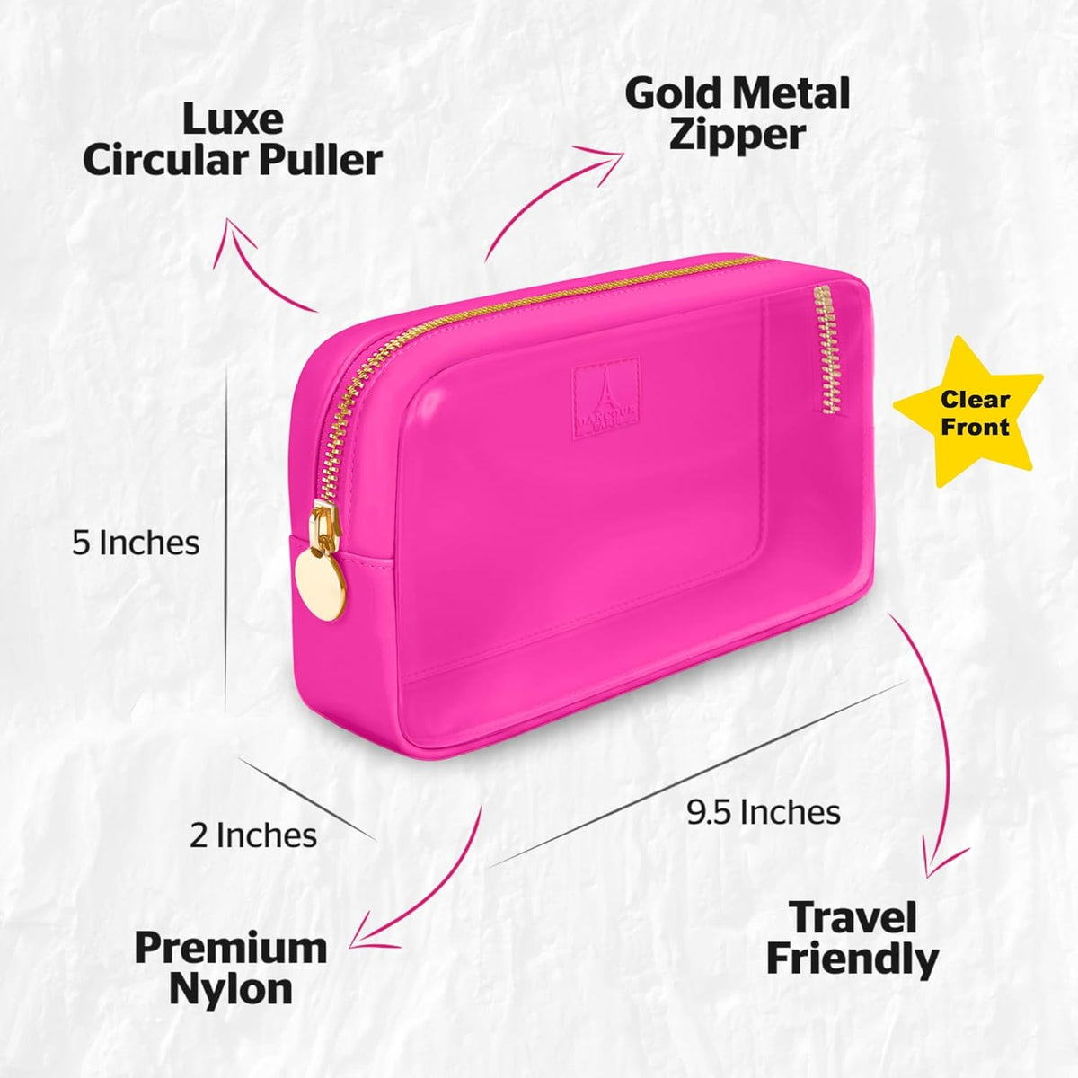 Large Clear Makeup Bag TSA-Approved Travel Cosmetic Pouch Spacious Transparent Toiletry Bag for Women and Girls Waterproof Clear Organizer Case Light Blue
