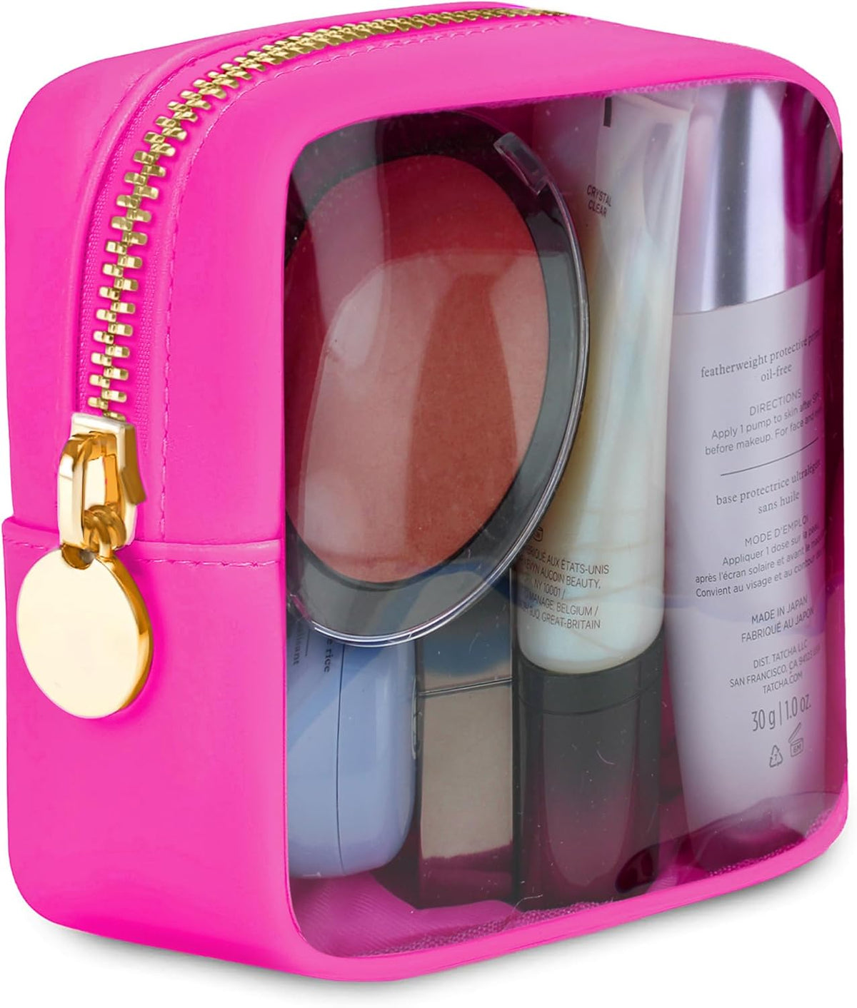 Large Clear Makeup Bag TSA-Approved Travel Cosmetic Pouch Spacious Transparent Toiletry Bag for Women and Girls Waterproof Clear Organizer Case Light Blue