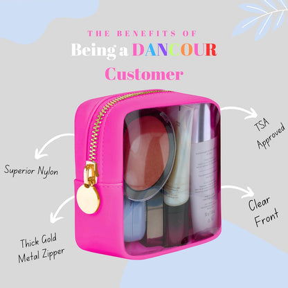 Large Clear Makeup Bag TSA-Approved Travel Cosmetic Pouch Spacious Transparent Toiletry Bag for Women and Girls Waterproof Clear Organizer Case Light Blue