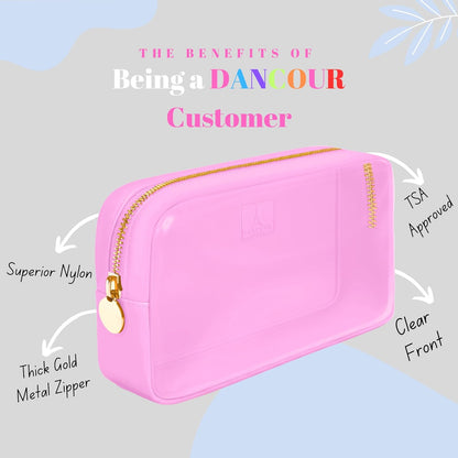 Large Clear Makeup Bag TSA-Approved Travel Cosmetic Pouch Spacious Transparent Toiletry Bag for Women and Girls Waterproof Clear Organizer Case Light Blue