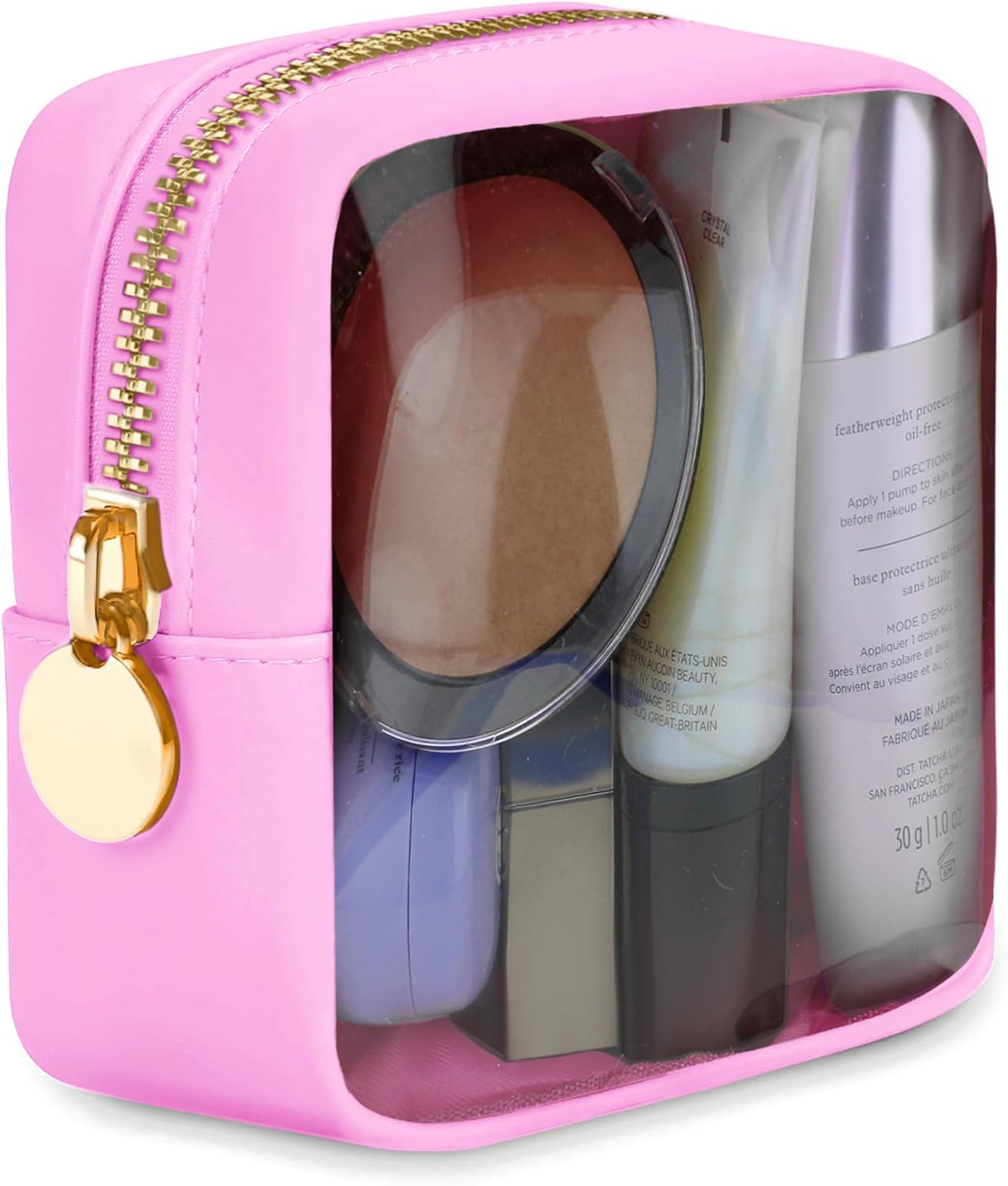 Large Clear Makeup Bag TSA-Approved Travel Cosmetic Pouch Spacious Transparent Toiletry Bag for Women and Girls Waterproof Clear Organizer Case Light Blue