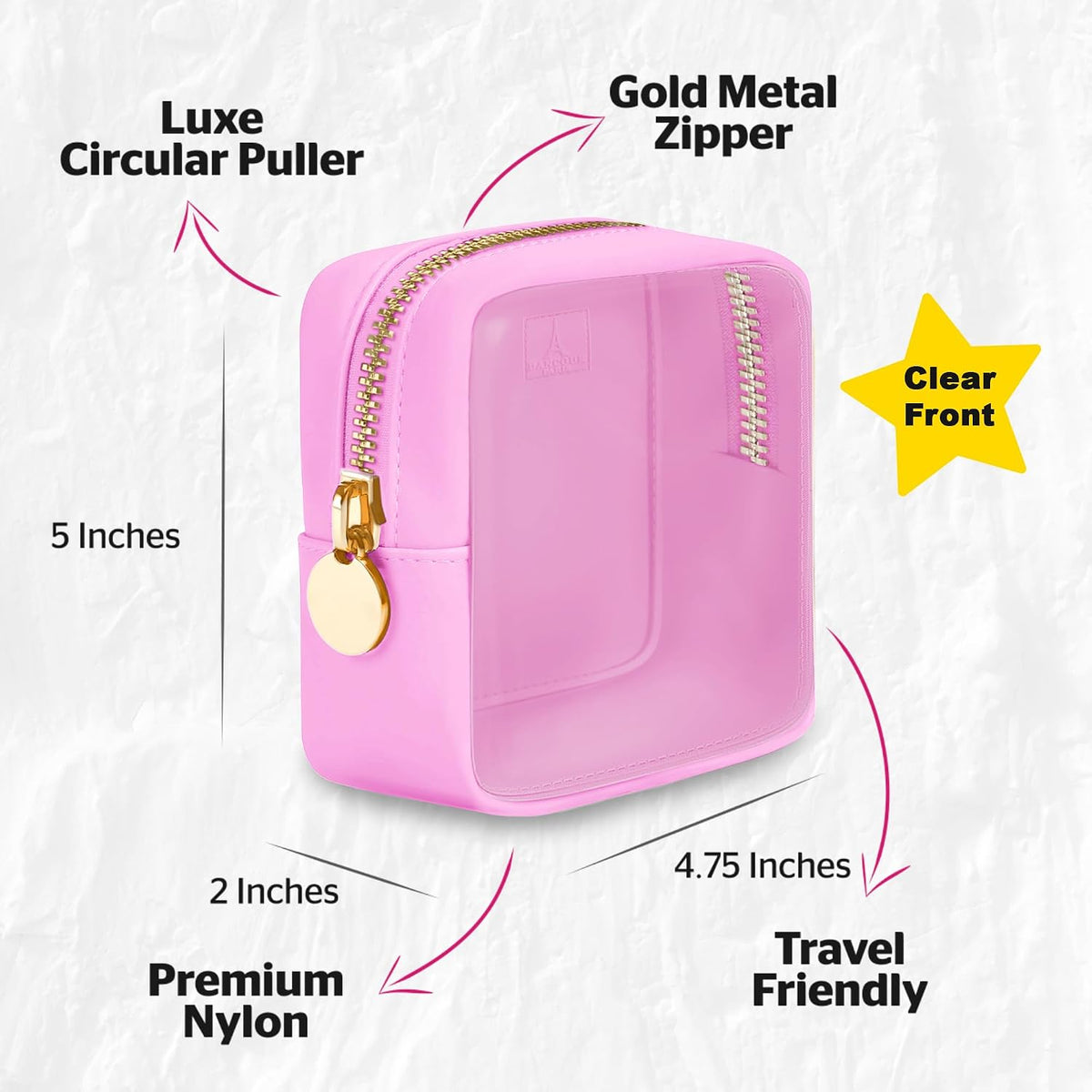 Large Clear Makeup Bag TSA-Approved Travel Cosmetic Pouch Spacious Transparent Toiletry Bag for Women and Girls Waterproof Clear Organizer Case Light Blue
