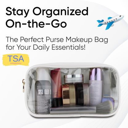 Large Clear Makeup Bag TSA-Approved Travel Cosmetic Pouch Spacious Transparent Toiletry Bag for Women and Girls Waterproof Clear Organizer Case Light Blue