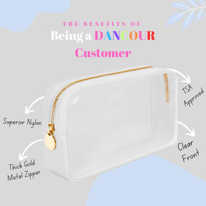 Large Clear Makeup Bag TSA-Approved Travel Cosmetic Pouch Spacious Transparent Toiletry Bag for Women and Girls Waterproof Clear Organizer Case Light Blue