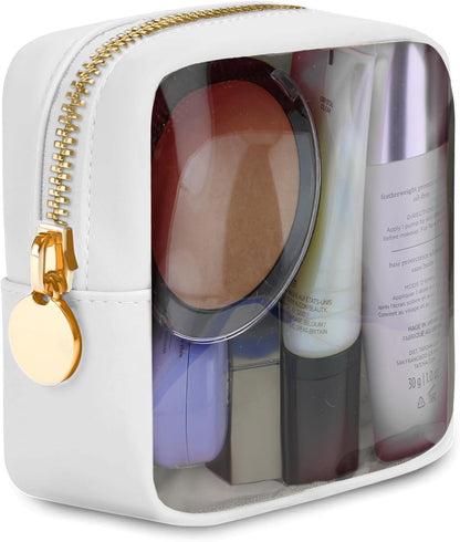 Large Clear Makeup Bag TSA-Approved Travel Cosmetic Pouch Spacious Transparent Toiletry Bag for Women and Girls Waterproof Clear Organizer Case Light Blue