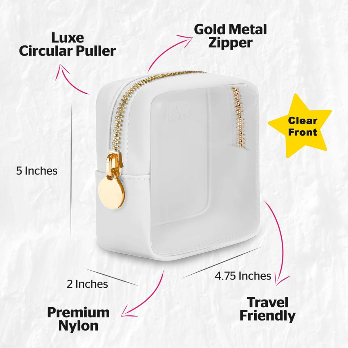 Large Clear Makeup Bag TSA-Approved Travel Cosmetic Pouch Spacious Transparent Toiletry Bag for Women and Girls Waterproof Clear Organizer Case Light Blue