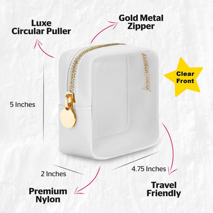Large Clear Makeup Bag TSA-Approved Travel Cosmetic Pouch Spacious Transparent Toiletry Bag for Women and Girls Waterproof Clear Organizer Case Light Blue