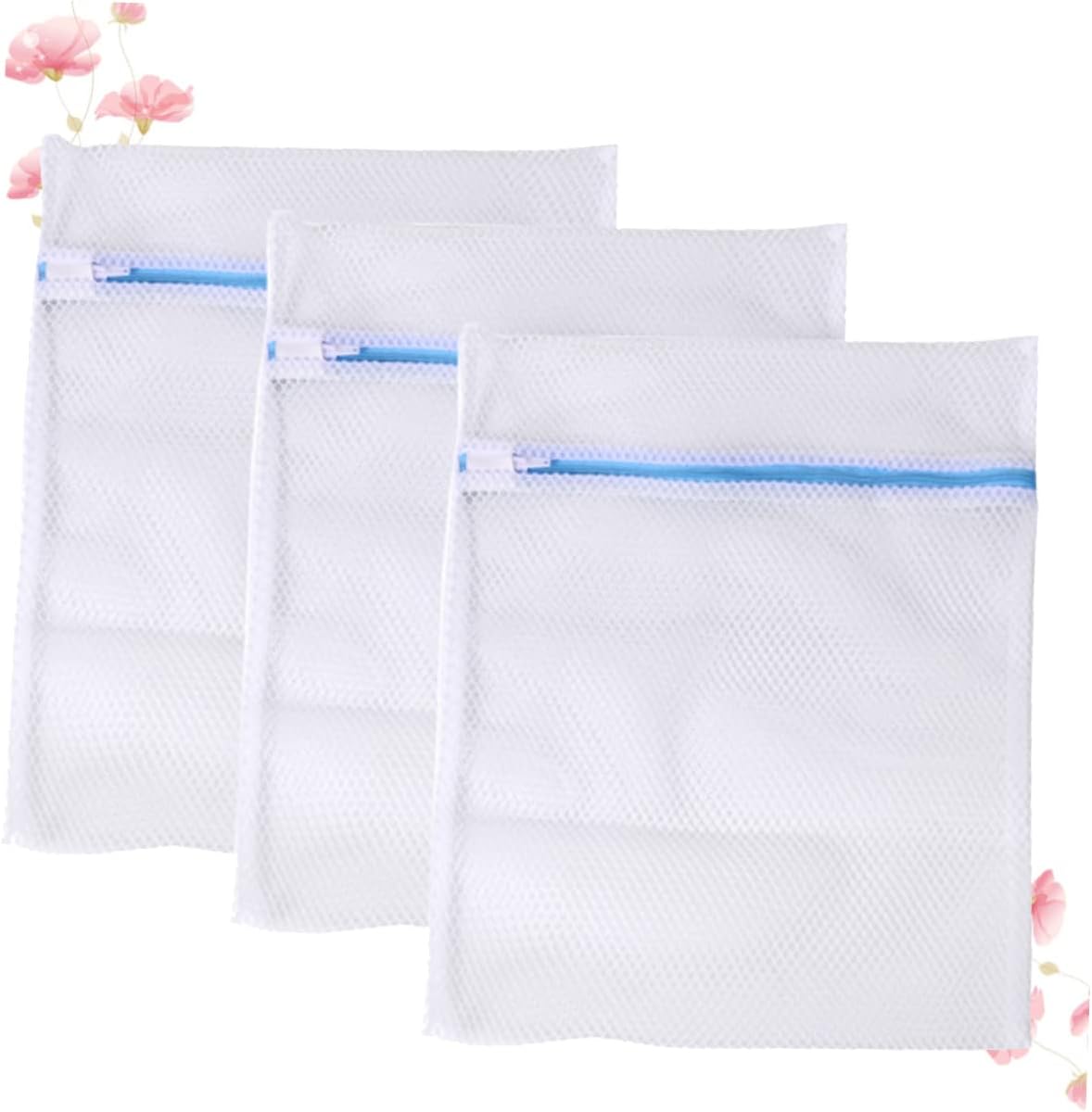 3pcs Polyester Washing Bag for Underwear and Lingerie Fine Mesh Wash Protect Bag for Washing Machine Use Random Zipper Color