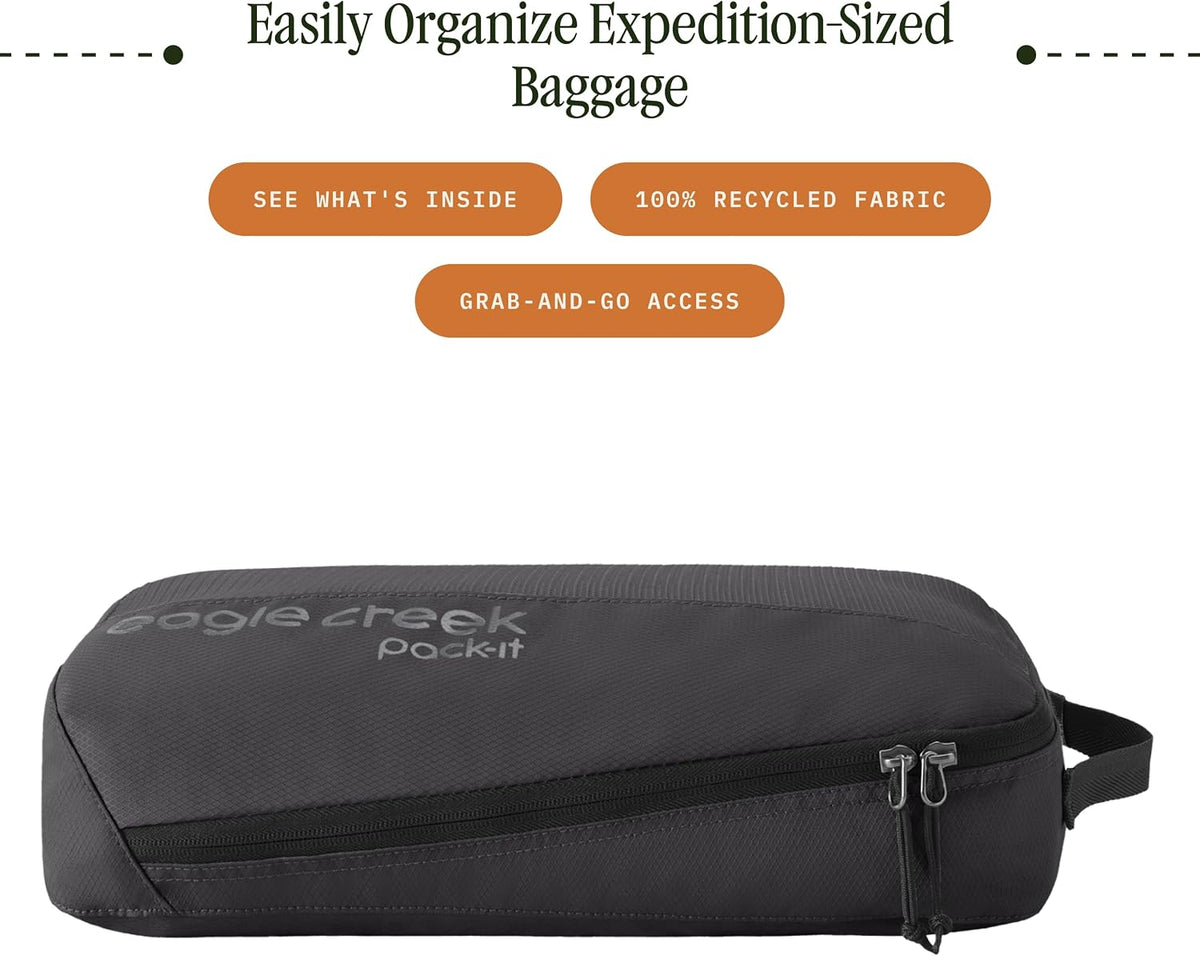 Pack-It Reveal Extended Stay Set - Compression Travel Packing Cubes Set - Eco-Friendly - Quick-Drying, Water-Resistant Fabric - Pack of 6 - Black