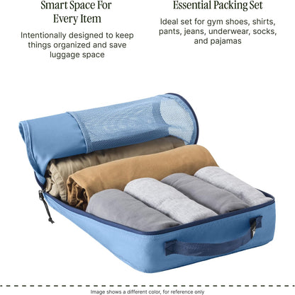 Pack-It Reveal Extended Stay Set - Compression Travel Packing Cubes Set - Eco-Friendly - Quick-Drying, Water-Resistant Fabric - Pack of 6 - Black