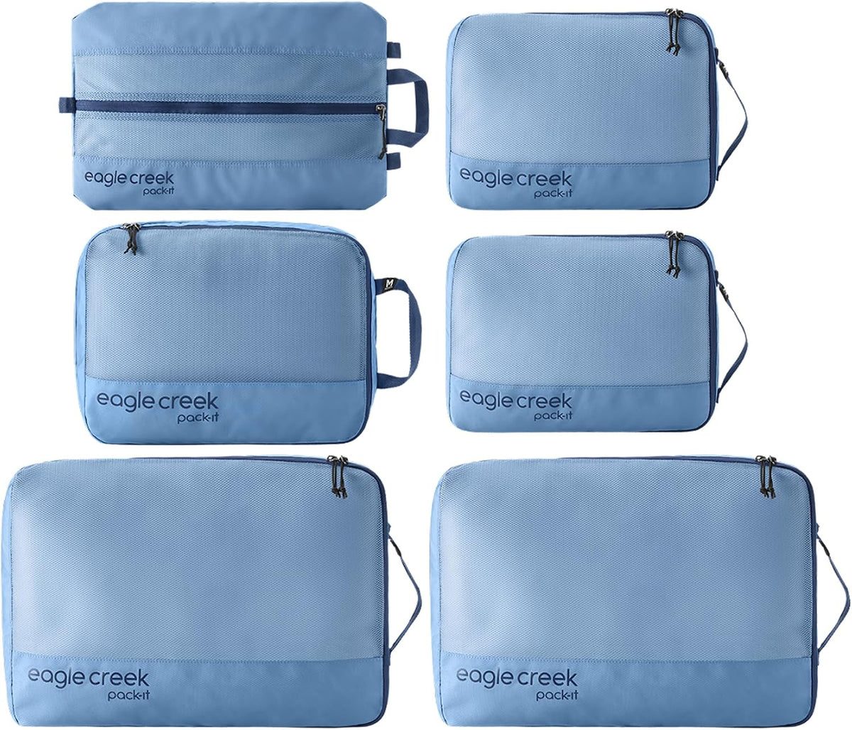 Pack-It Reveal Extended Stay Set - Compression Travel Packing Cubes Set - Eco-Friendly - Quick-Drying, Water-Resistant Fabric - Pack of 6 - Black