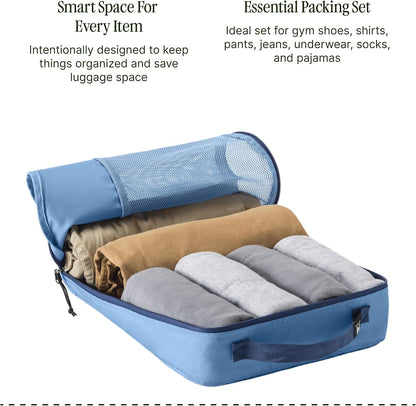 Pack-It Reveal Extended Stay Set - Compression Travel Packing Cubes Set - Eco-Friendly - Quick-Drying, Water-Resistant Fabric - Pack of 6 - Black