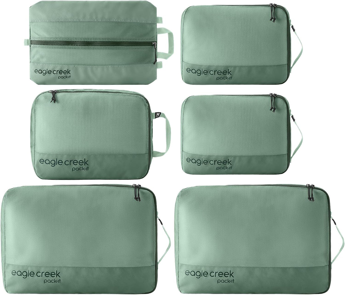 Pack-It Reveal Extended Stay Set - Compression Travel Packing Cubes Set - Eco-Friendly - Quick-Drying, Water-Resistant Fabric - Pack of 6 - Black