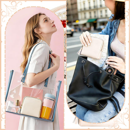 2 Pcs Jewelry Organizer Pouch, Travel Jewelry Pouch, Multi-layer Jewelry Travel Bag with Zipper, Portable Waterproof Leather Jewelries Bag for Rings, Necklaces, Earrings, Lipstick, Bracelets (Beige)